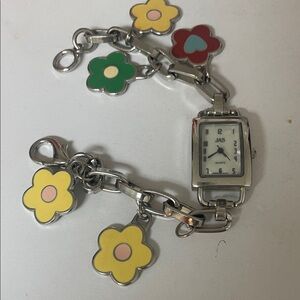 JAS Silver-Tone Bracelet Watch with Rectangular Dial